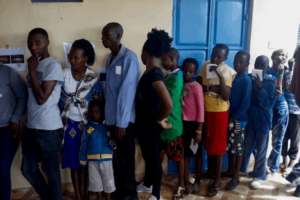 Masai community members lining up to be seen at Talek Medical Clinic