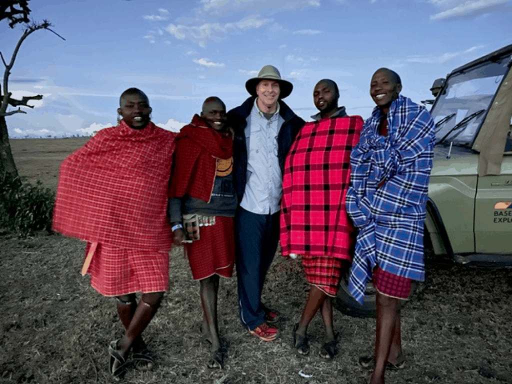 Jim Hardwick with members of the Masai community.
